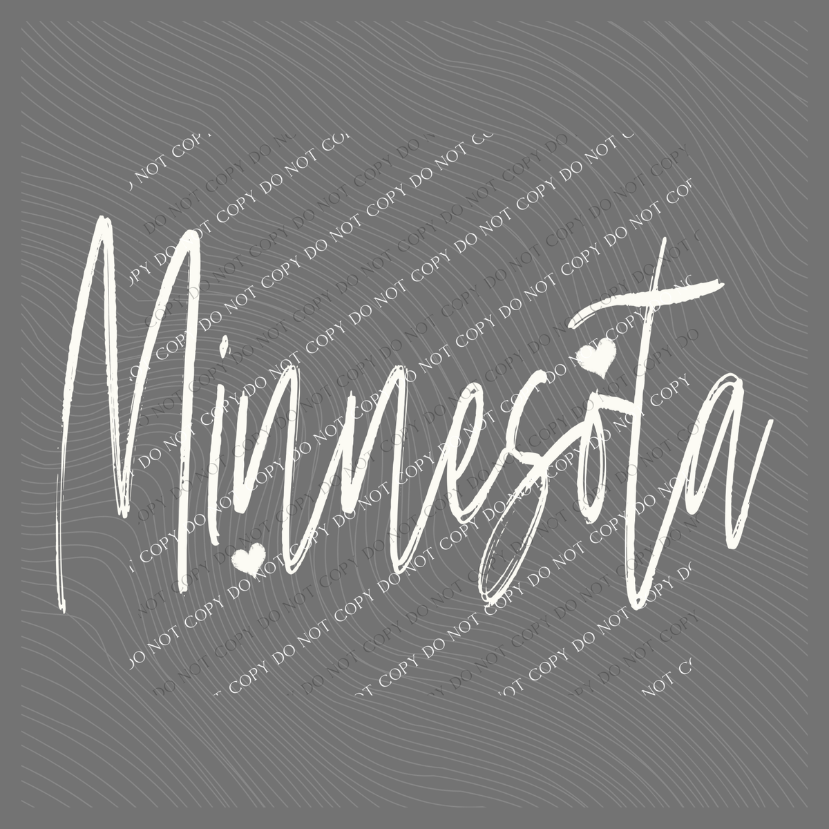Minnesota Sketched Script Hearts in Off-white Digital Design, PNG