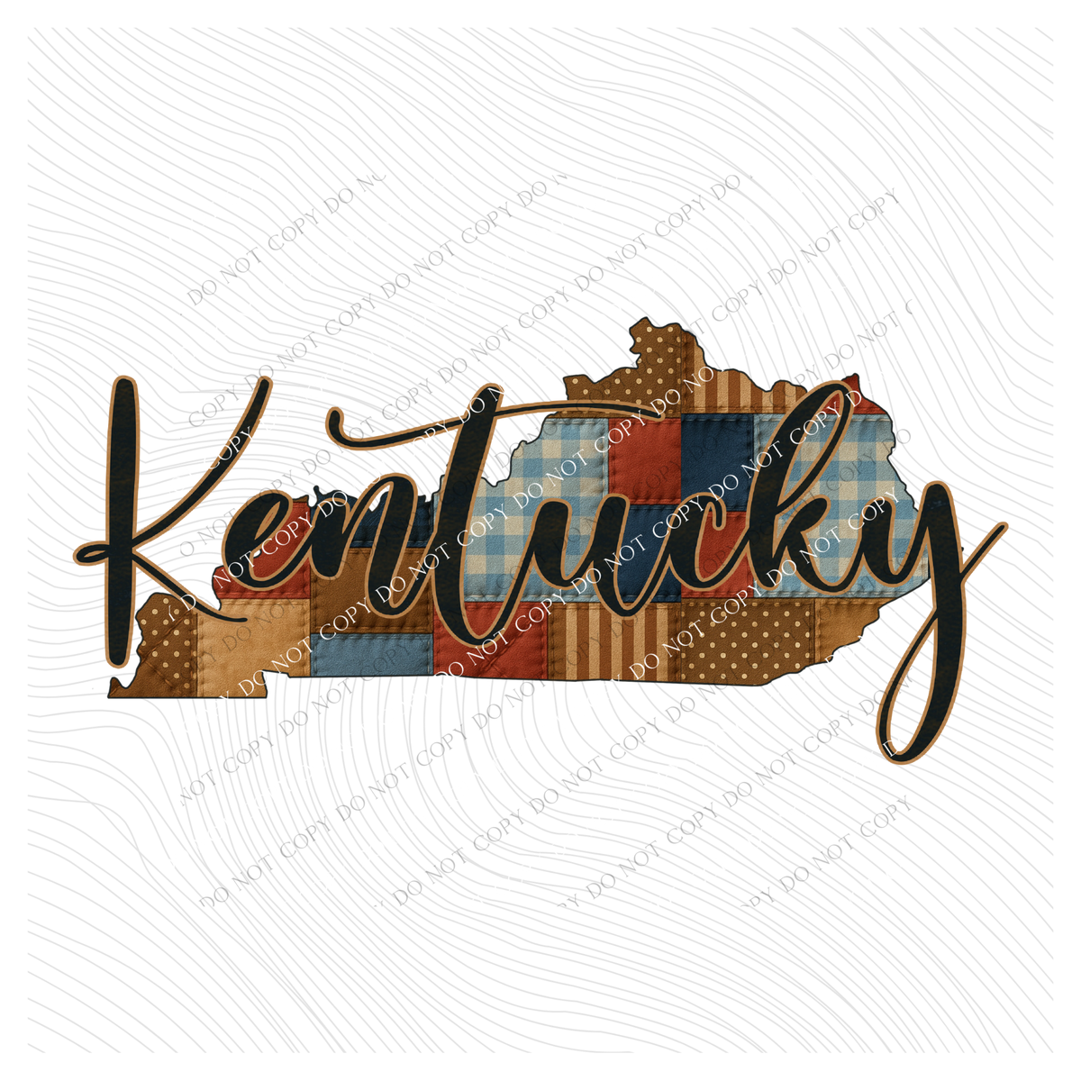 Kentucky Quilted Script State Digital Design, PNG