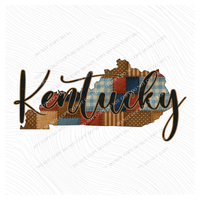 Kentucky Quilted Script State Digital Design, PNG