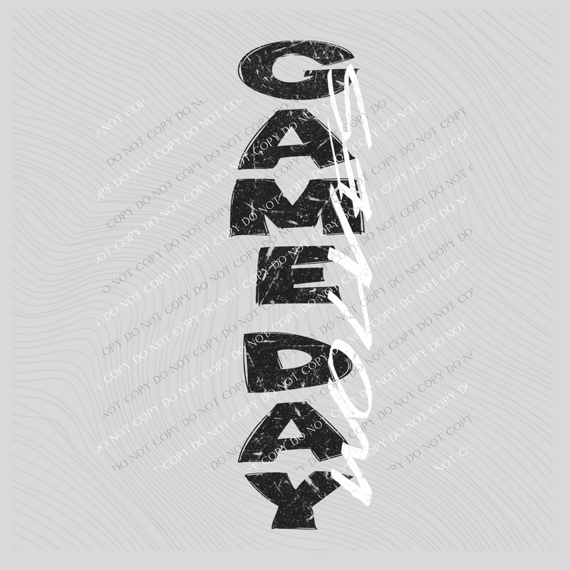 Game Day Wolves Vertical Distressed in Black & White Digital Design, PNG