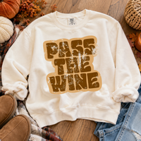 Pass the Wine Retro Shadow Brown Distressed Digital Design, PNG