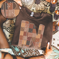 Indiana IN Autumn Pumpkins Quilted Distressed Digital Design in Browns, PNG