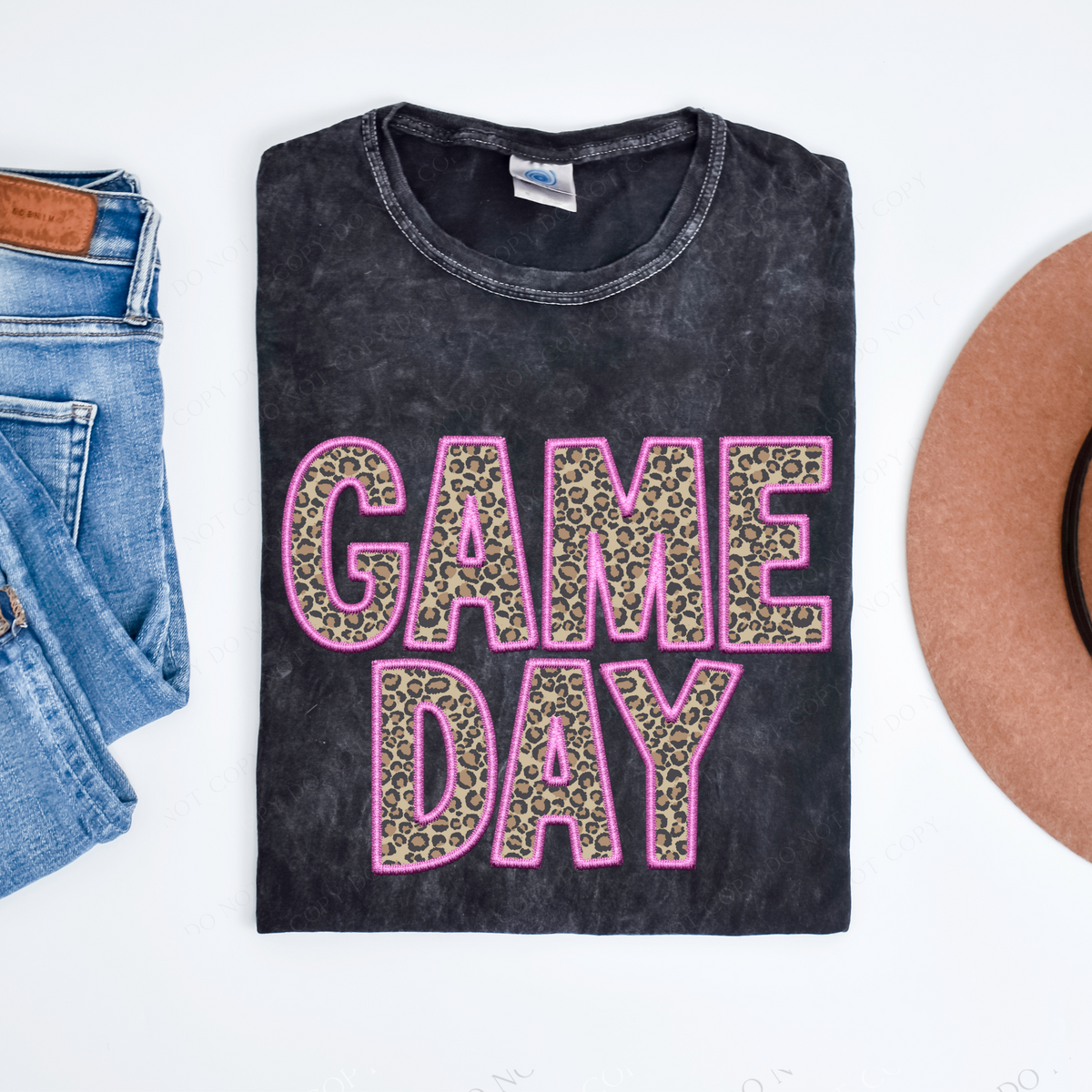 Game Day Leopard Embroidery Bright Pink and Leopard Digital Design, PNG