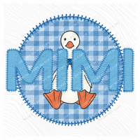 Mimi Goose Faux Embroidery Stitch Gingham Texture Circle Blue Digital Design, PNG