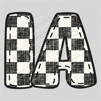IA Iowa Bubble Stitch Distressed Checkers Black White Digital Design, PNG