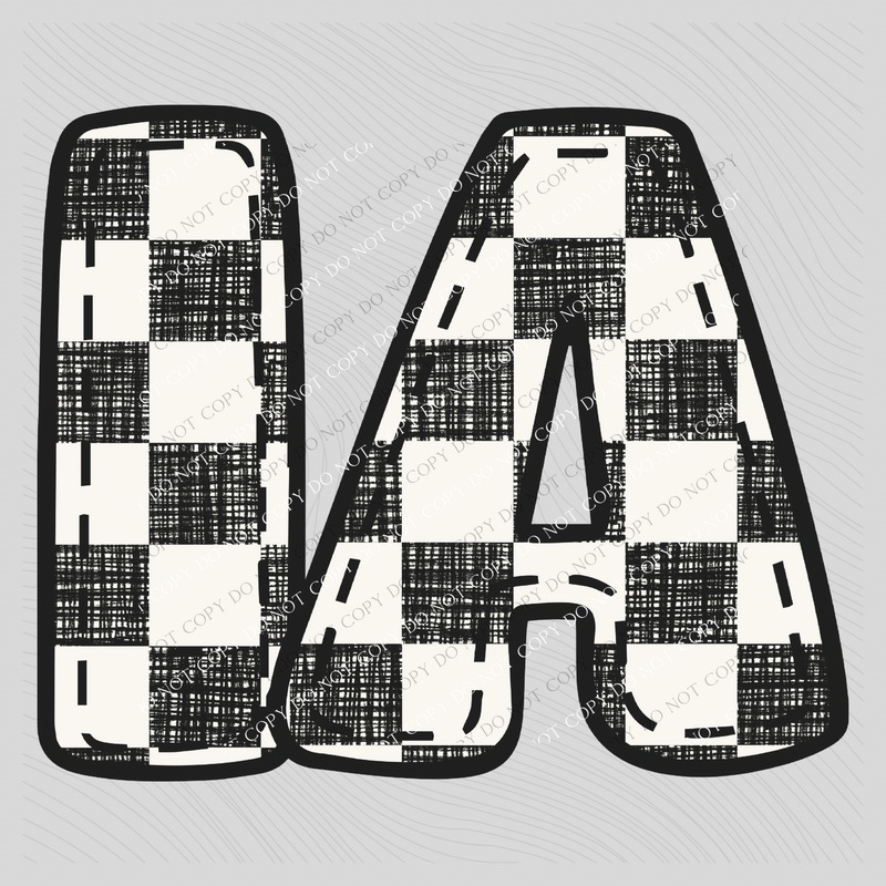IA Iowa Bubble Stitch Distressed Checkers Black White Digital Design, PNG