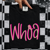 Whoa 3D Sassy Script Bright Pink & Green Digital Design, PNG