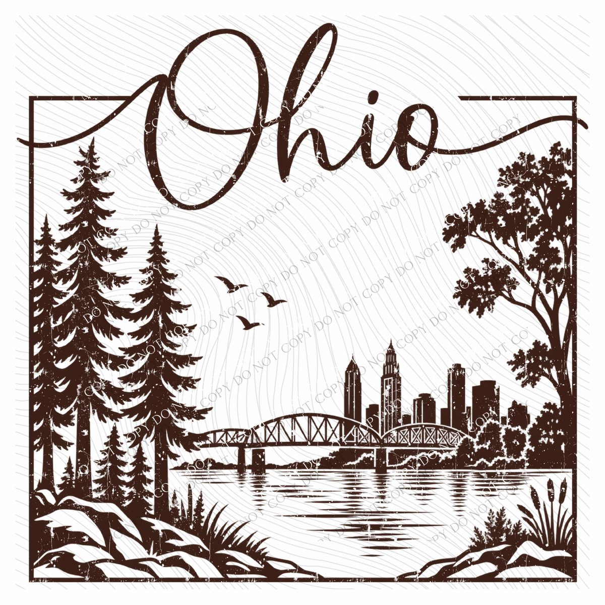 States Nature Scenery Silhouette (includes both brown & cream with purchase) Digital Design, PNG