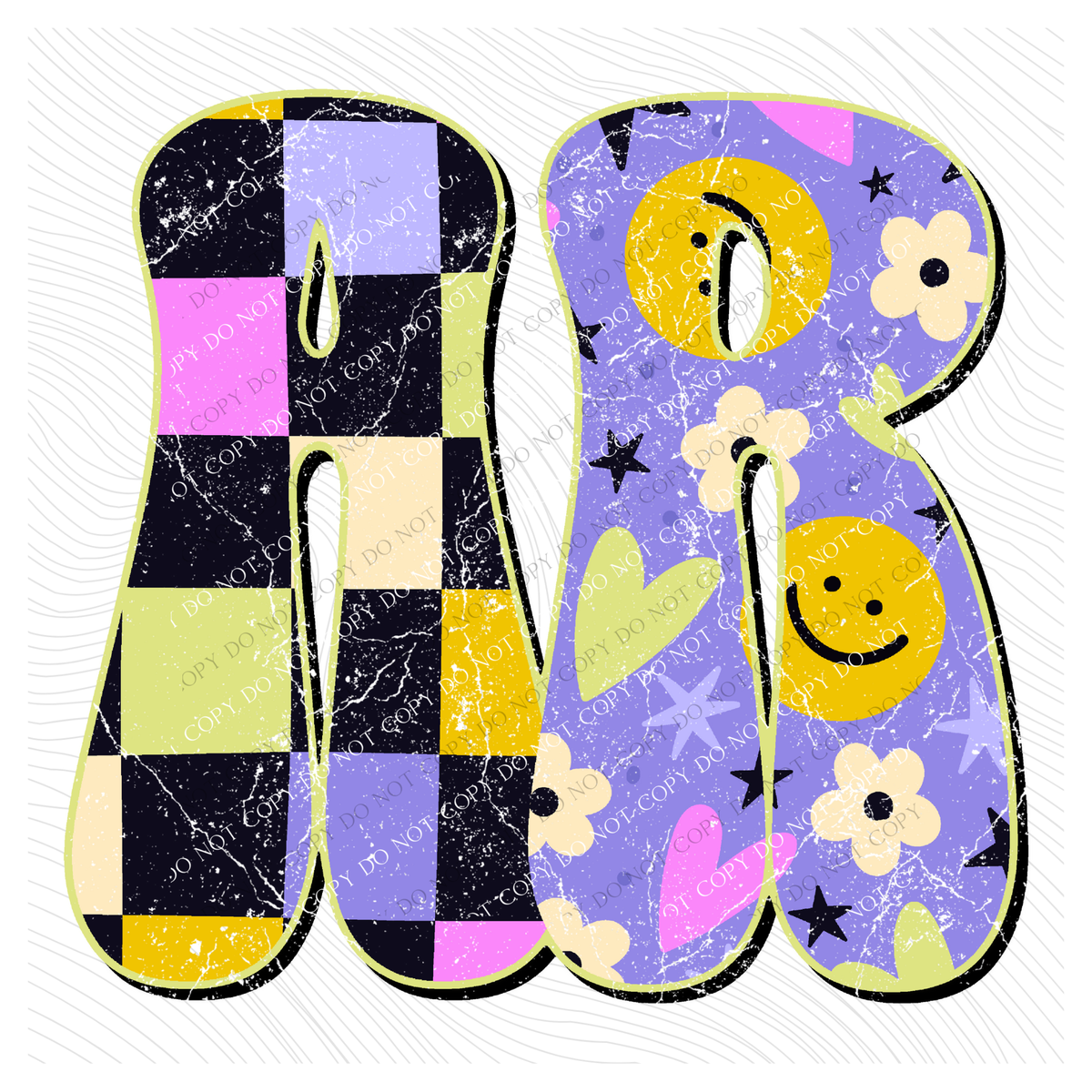 AR Arkansas Groovy Happy Neon Checkers Digital Design, PNG