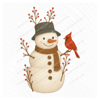 Snowman & Berries Sketch Digital Download, PNG