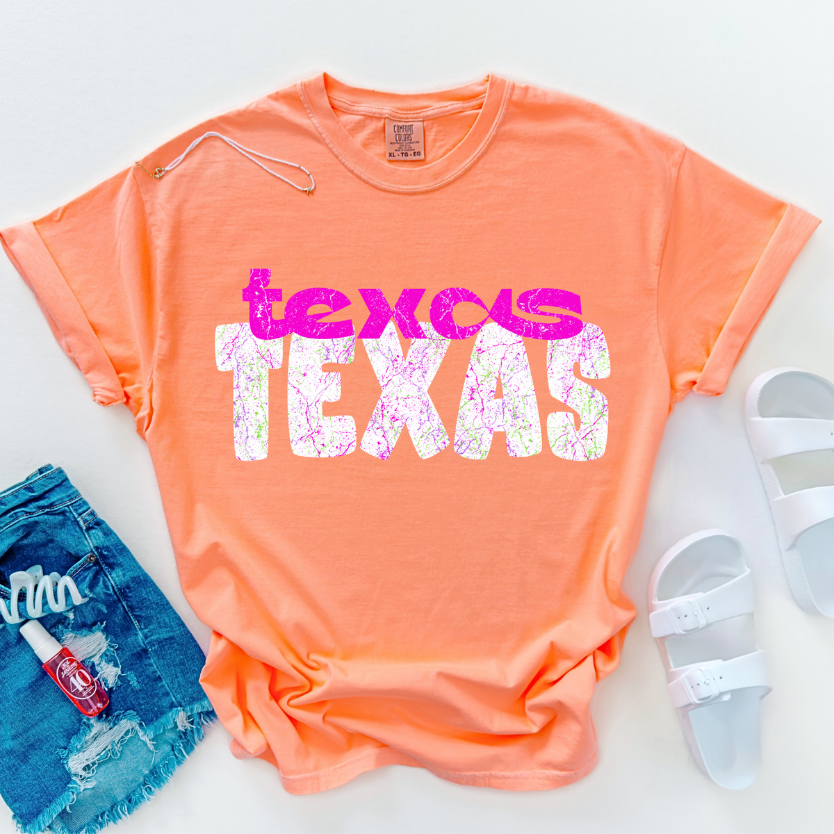 Texas Crackle in Neons & White Digital Design, PNG