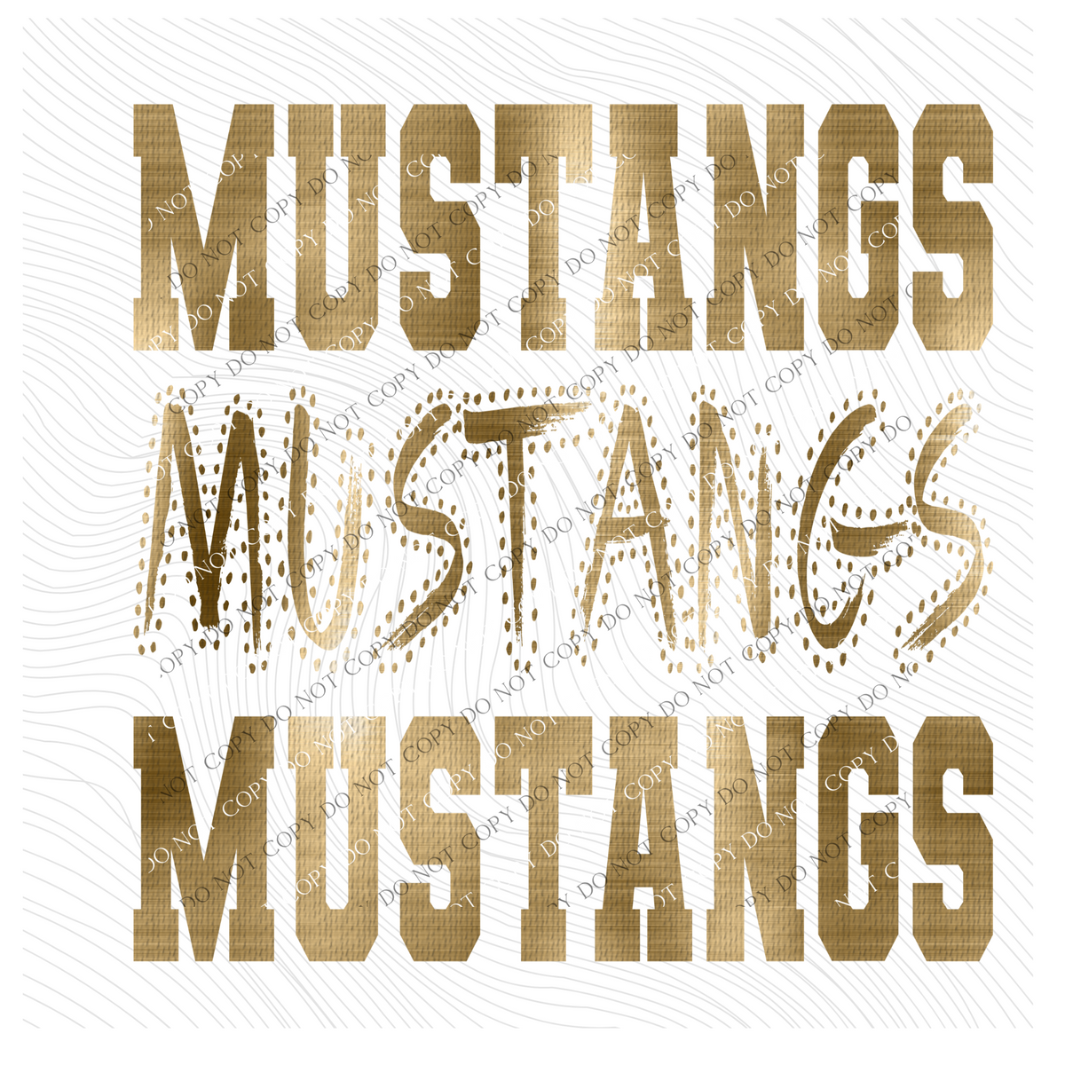 Mustangs Varsity Polka Dot Texture Foil Gold Digital Design, PNG