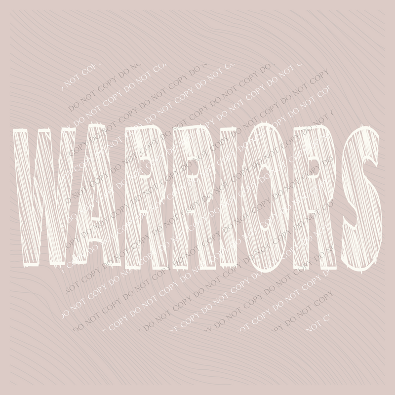 Warriors Scribble in Cream White Digital Design, PNG