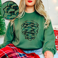 Pinecone Green Plaid & Glitter Digital Download, PNG