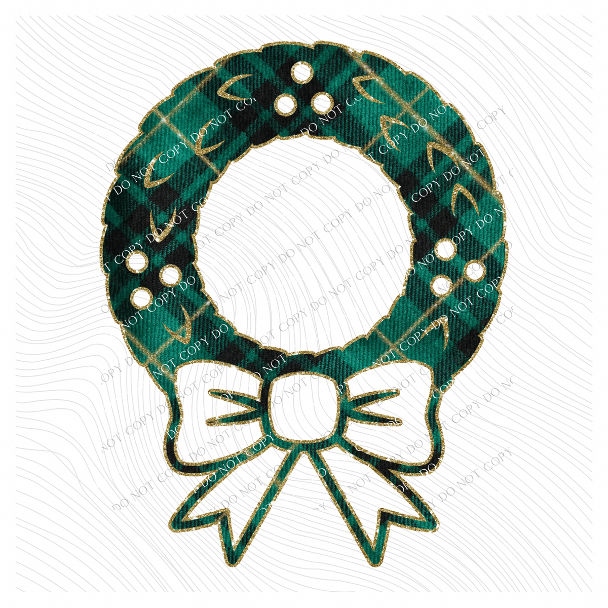 Wreath Green Plaid & Glitter Digital Download, PNG