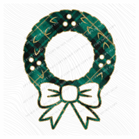 Wreath Green Plaid & Glitter Digital Download, PNG