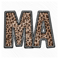 MA Massachusetts Embroidery Leopard Sequin with separate Home Sweet Home Script in Black,  Digital Design, PNG