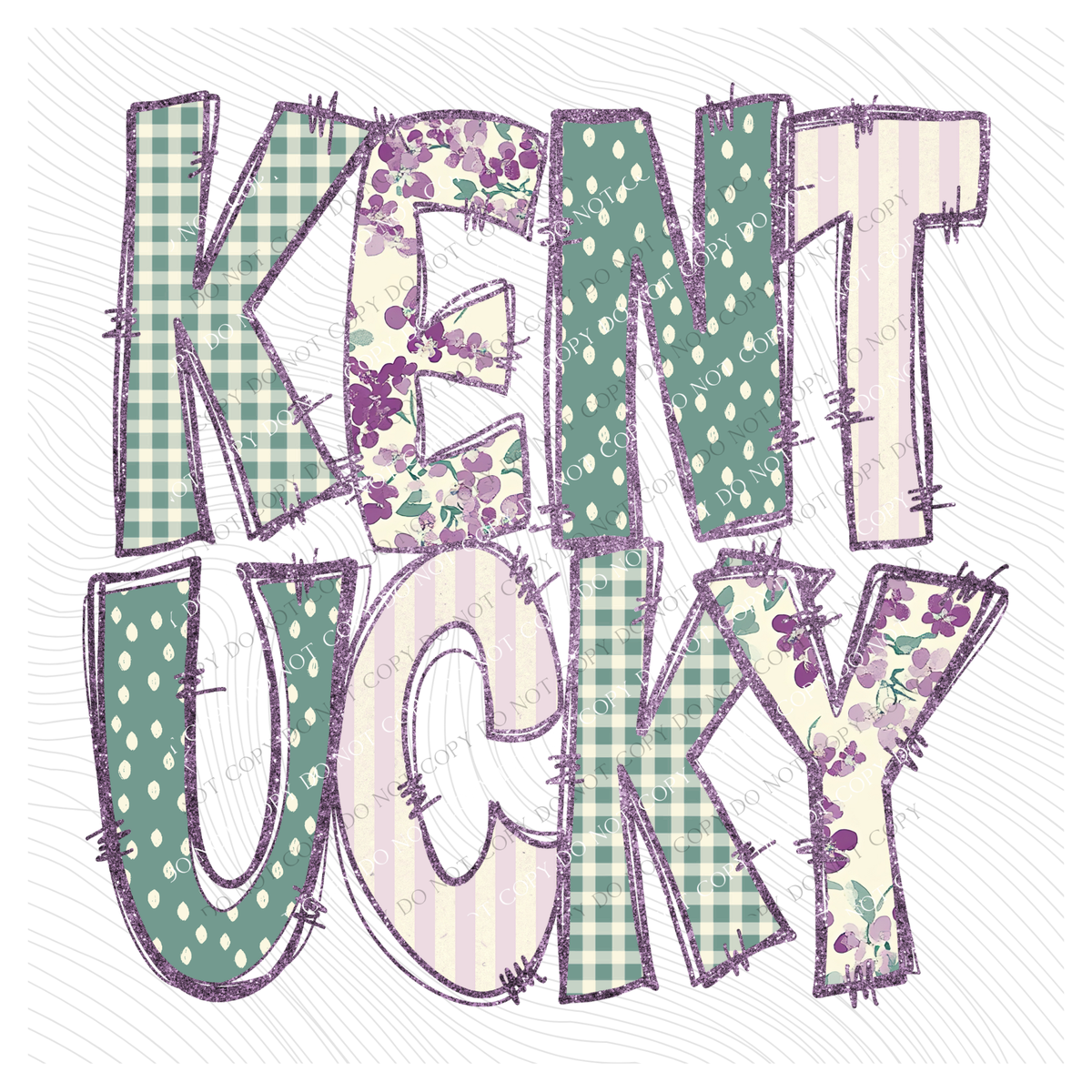 Kentucky Floral & Glitter Doodle Digital Design, PNG