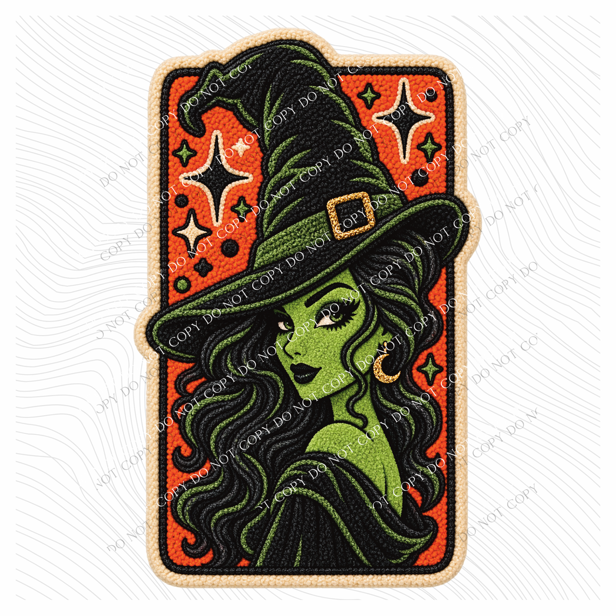 Witch Halloween Chenille Patch Digital Design, PNG
