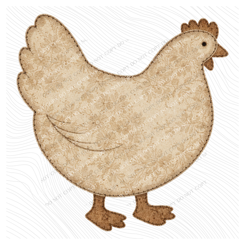 Chicken Vintage Floral Faux Patch Digital Design, PNG
