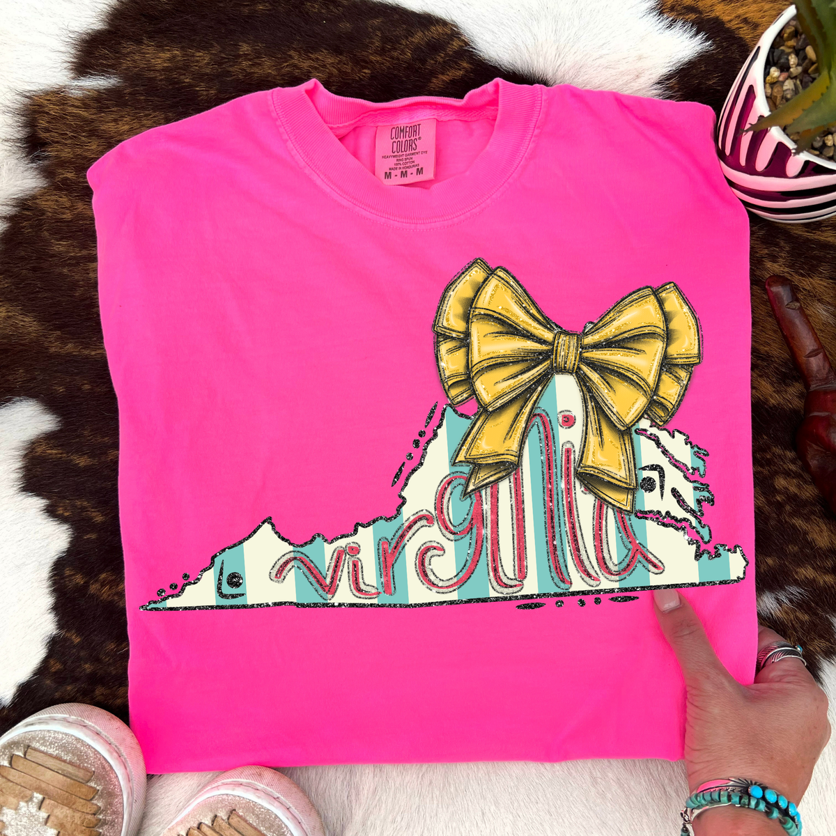 Virginia Glitter Bow & Stripes Coquette Digital Design, PNG