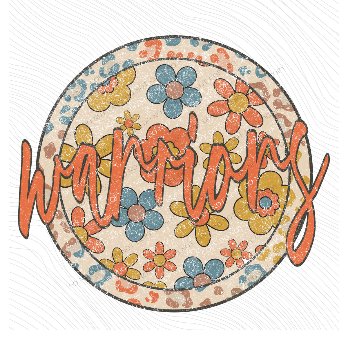 Warriors Boho Floral Leopard Circle Includes Both Transparent & Non Transparent Digital Design, PNG