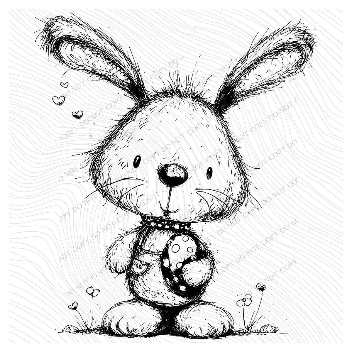 Easter Bunny Black Outline Digital Design, PNG