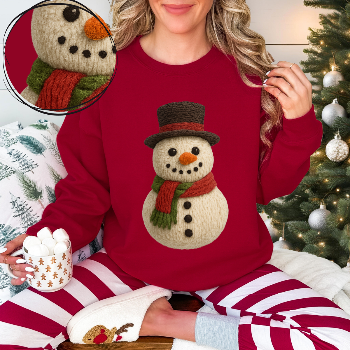 Snowman in 3D Yarn Style Digital Download, PNG