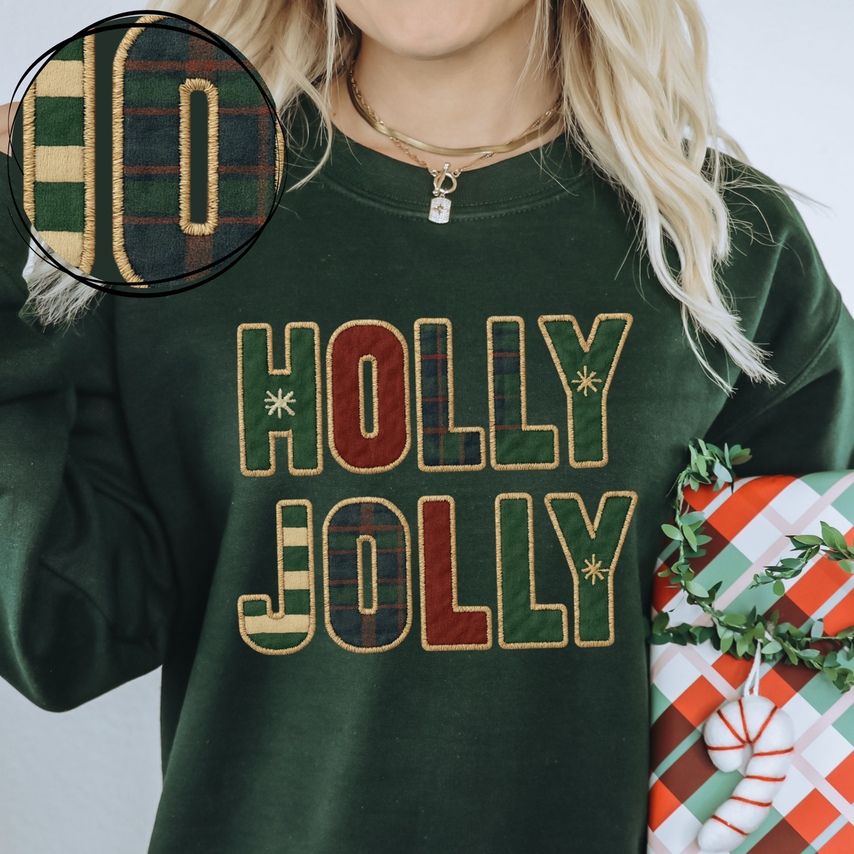 Holly Jolly Tartan Plaid Patterns Faux Patch Digital Download, PNG