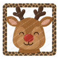 Reindeer 3D Leopard Square Chenille Patch Style Digital Download, PNG