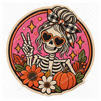 Skeleton Halloween Chenille Patch Digital Design, PNG