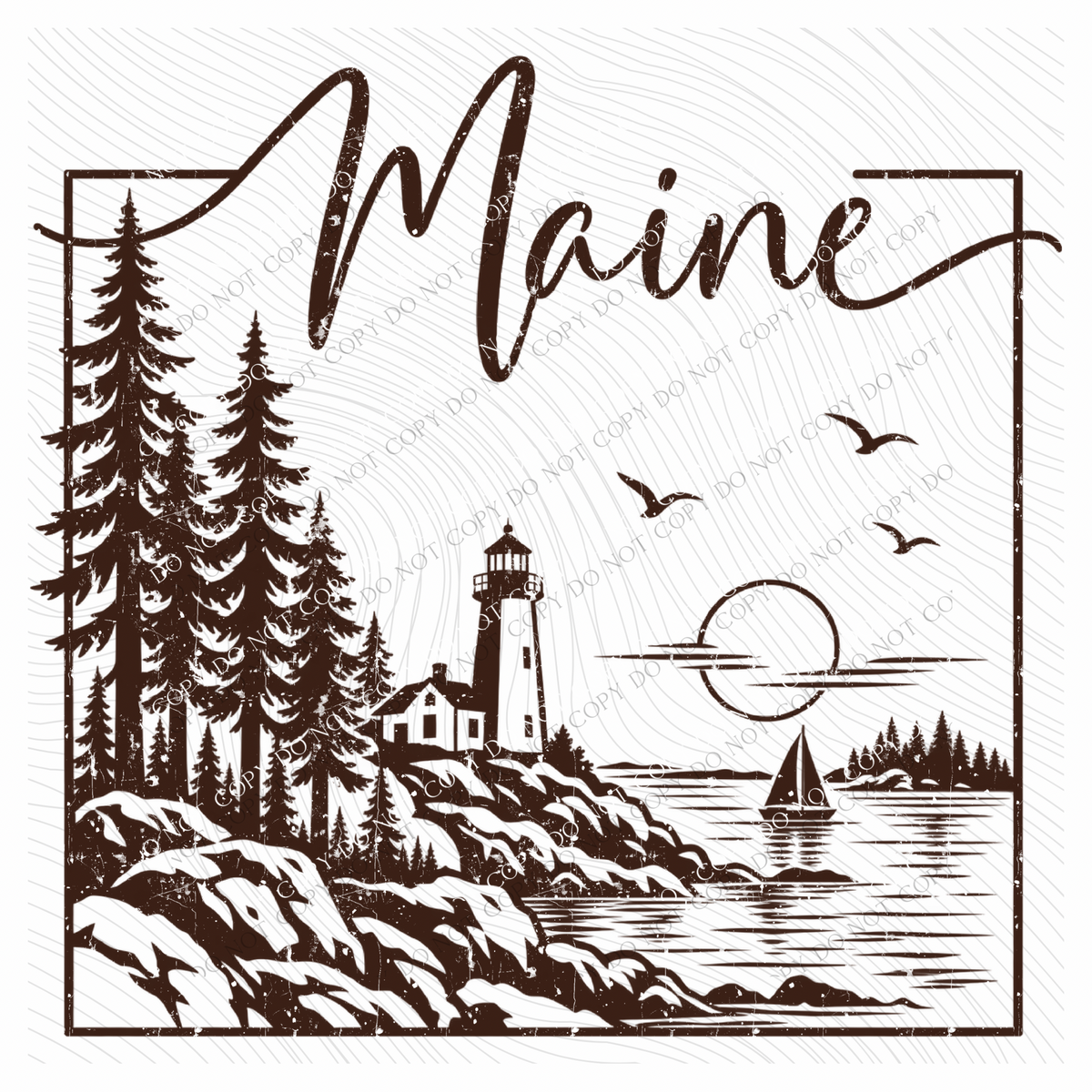 States Nature Scenery Silhouette (includes both brown & cream with purchase) Digital Design, PNG