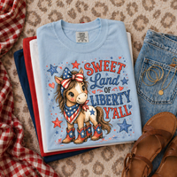 Sweet Land of Liberty Y’all Western Pony Patriotic Digital Design, PNG