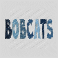 Bobcats Denim Patch Stitched Digital Design, PNG