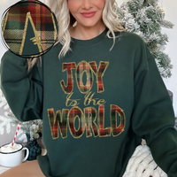 Joy to the World Glitter & Plaid Digital Download, PNG