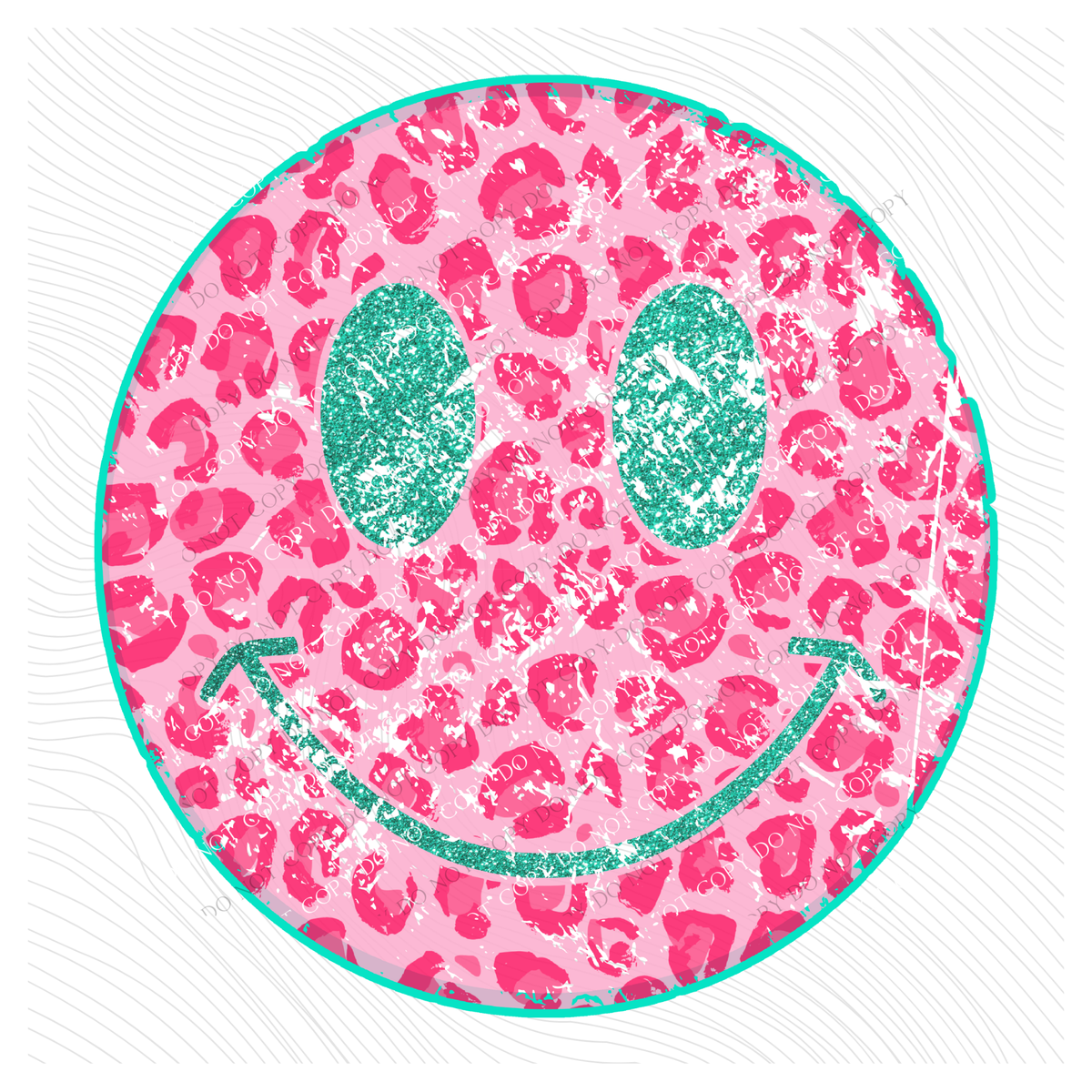 All Smiles Pink & Green Leopard & Glitter Distressed Digital Design, PNG