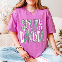 South Dakota Floral & Glitter Doodle Digital Design, PNG