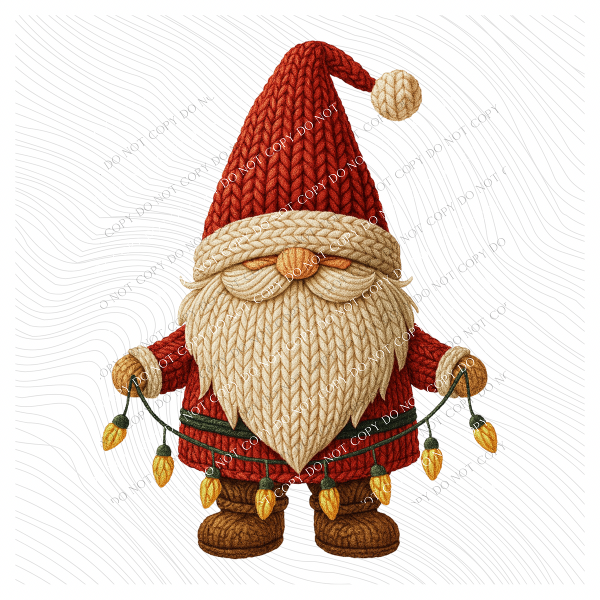 Santa Gnome Knitted Digital Download, PNG
