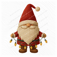 Santa Gnome Knitted Digital Download, PNG