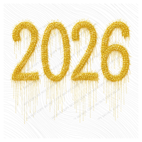 2026 Gold Tinsel Digital Download, PNG