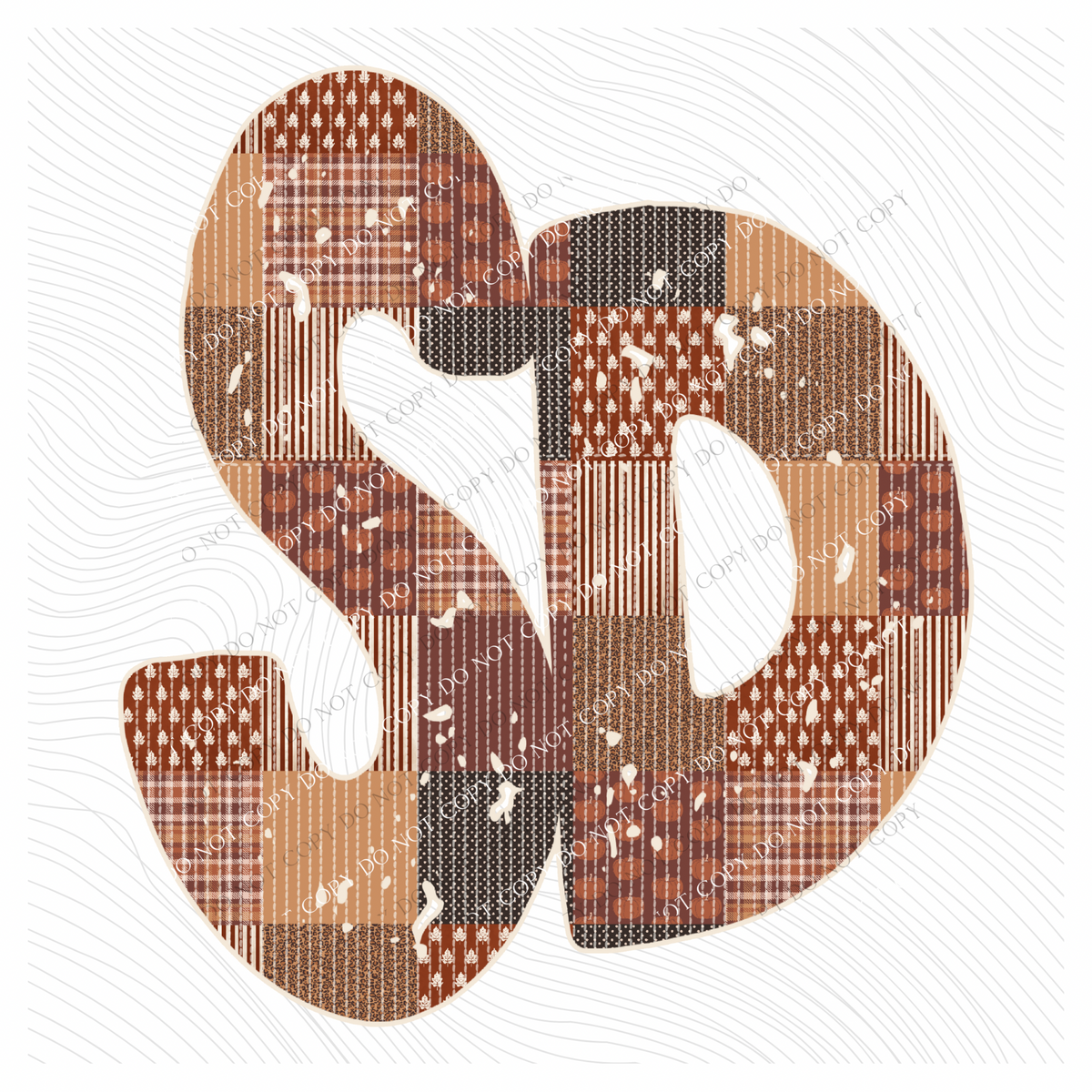 South Dakota SD Autumn Pumpkins Quilted Distressed Digital Design in Browns, PNG