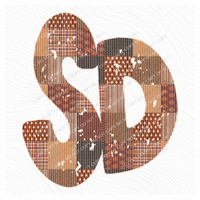 South Dakota SD Autumn Pumpkins Quilted Distressed Digital Design in Browns, PNG
