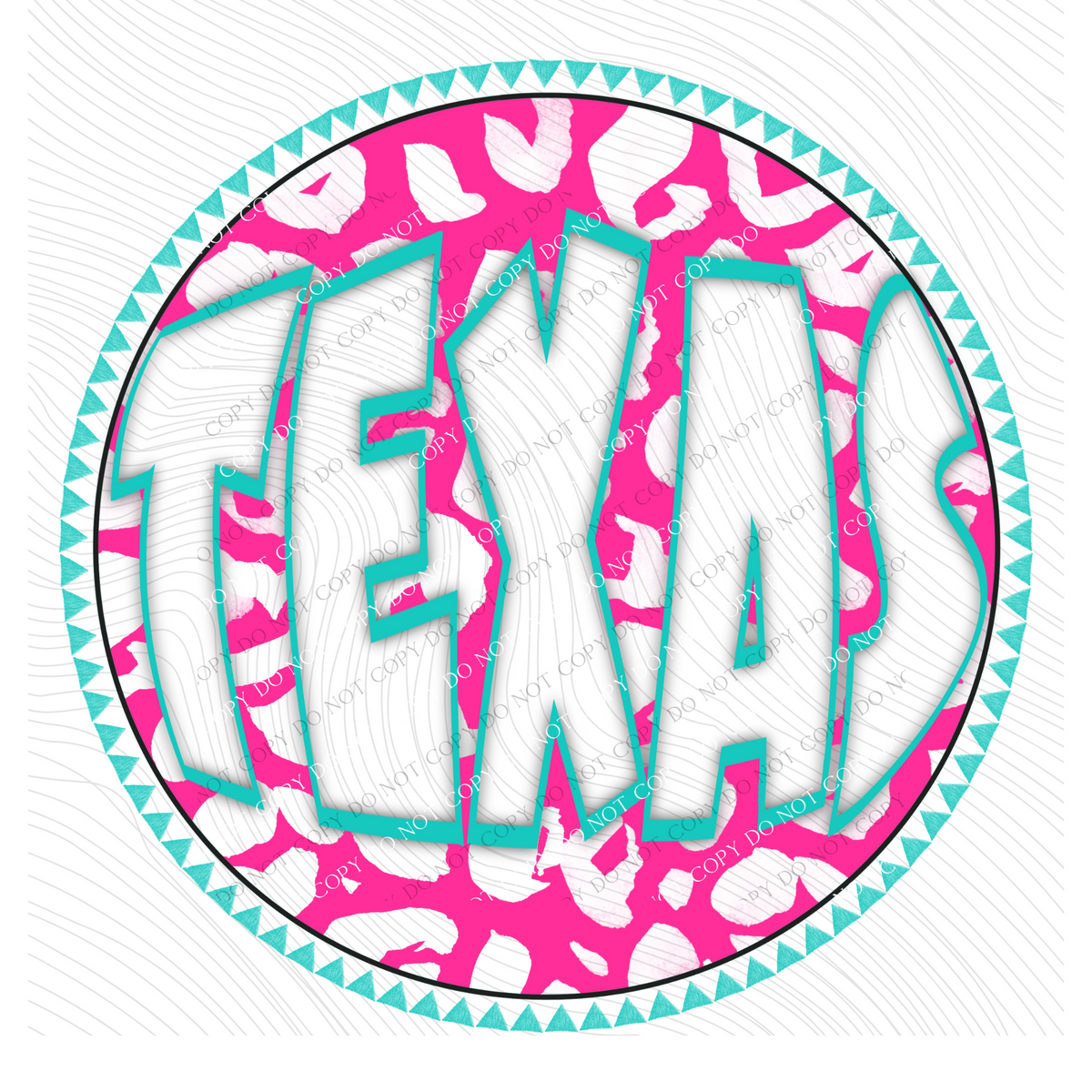 Texas Groovy Leopard Shadow & Non Shadow (both included) Cutout in Pink & Teal Digital Design, PNG