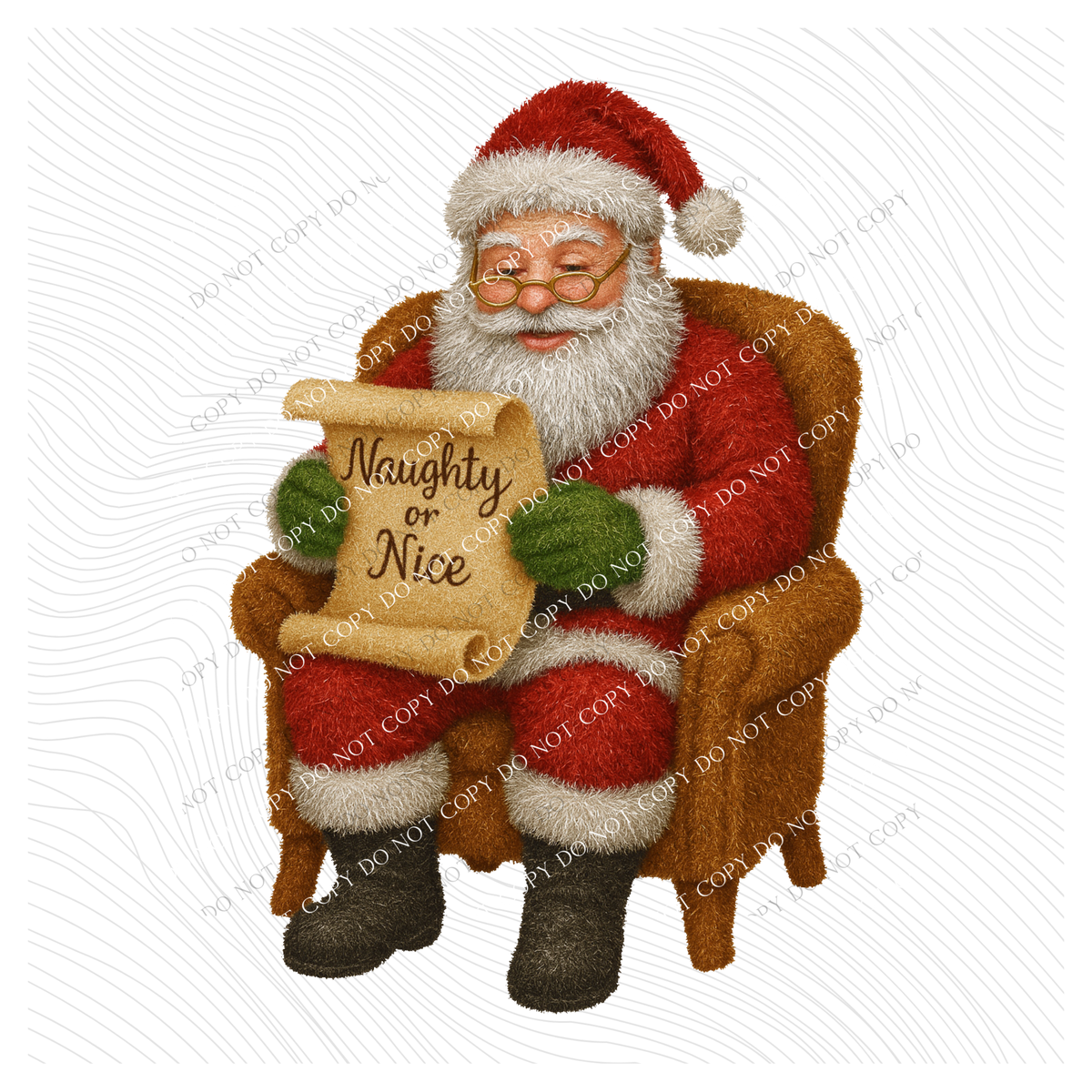 Santa List Faux Tinsel Christmas Digital Download, PNG
