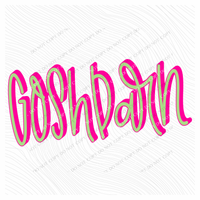 Goshdarn 3D Sassy Script Bright Pink & Green Digital Design, PNG