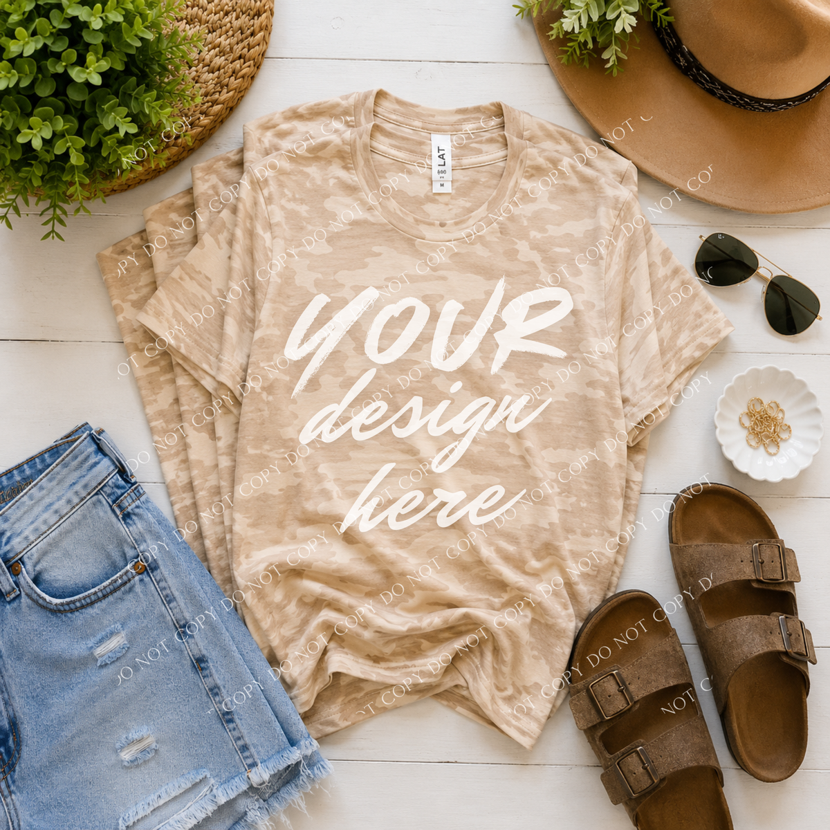 Camo Blank Mockup, LAT 6901 Natural Camo