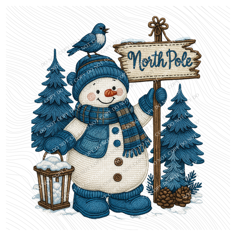 North Pole Snowman Faux Patch Digital Download, PNG