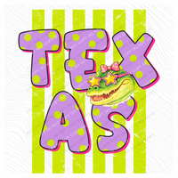 Texas Alligator Polka Dots and Stripes Digital Design, PNG