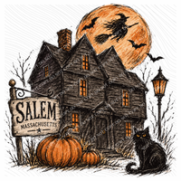 Salem Witch House Sketch Digital Design, PNG