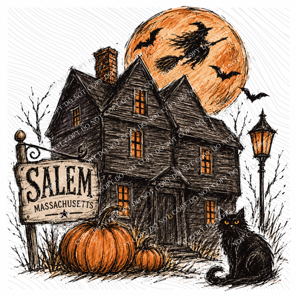 Salem Witch House Sketch Digital Design, PNG